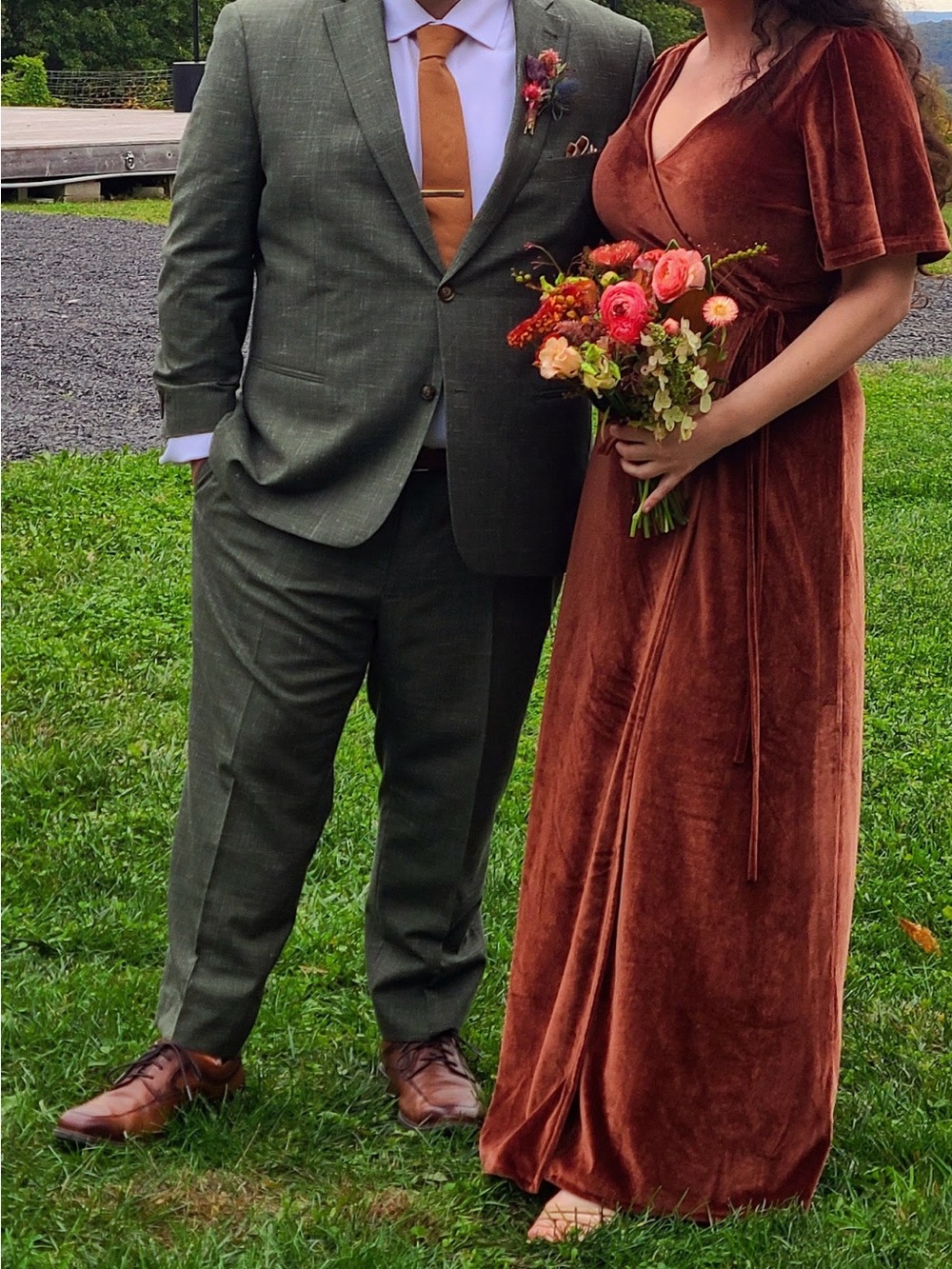 Baltic Born Meghan Velvet Wrap Dress, Bronze - Picture 5 of 5